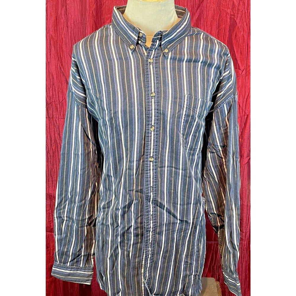 Mens Salmon River Traders Heavy Cotton Multicolor Striped Western Shirt sz 5XLT